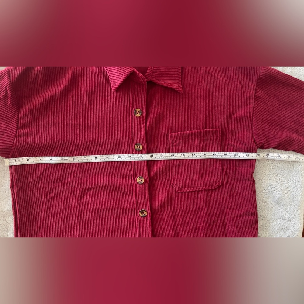 Melody Long Sleeve Corduroy Shacket‎ (Cranberry) - Picture 5 of 9